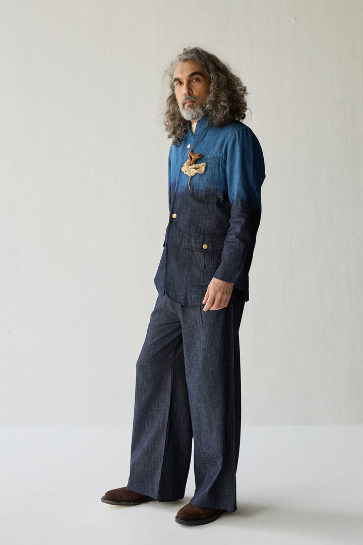 SAHEJ DENIM BANDGALA SET ( SET OF 2)