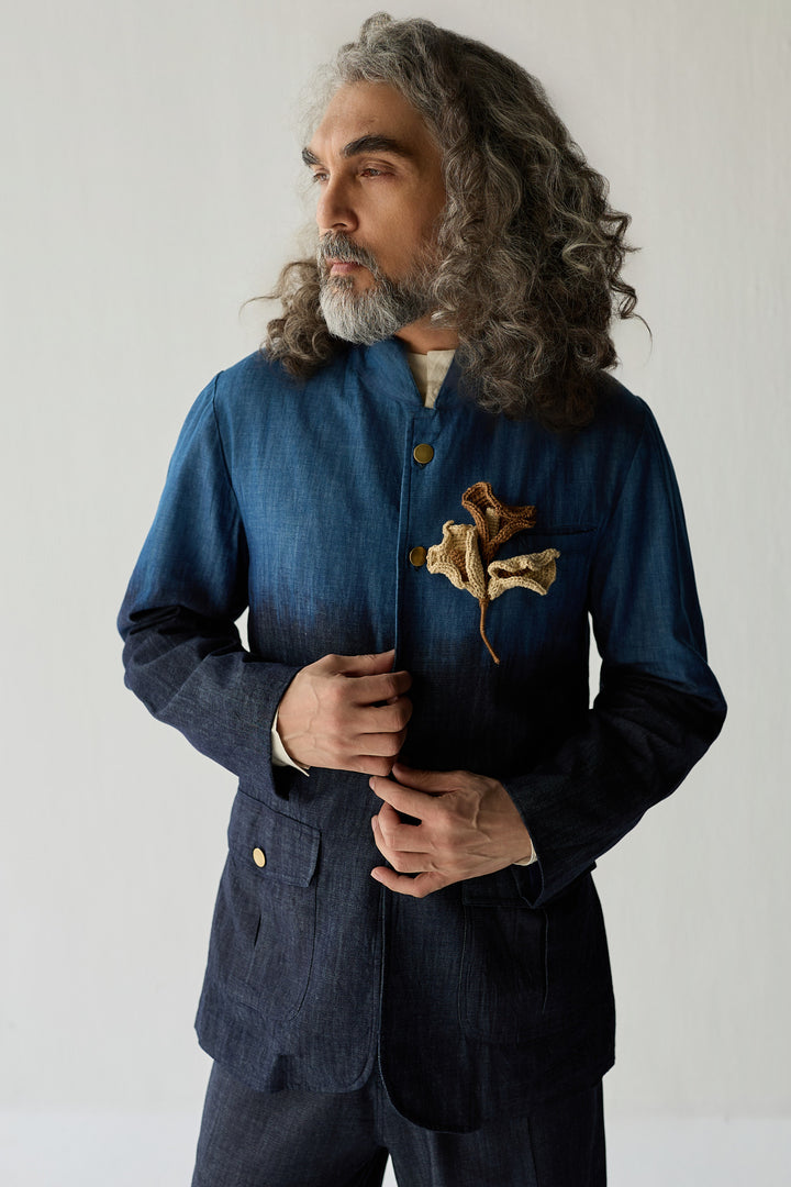 SAHEJ DENIM BANDGALA SET ( SET OF 2)