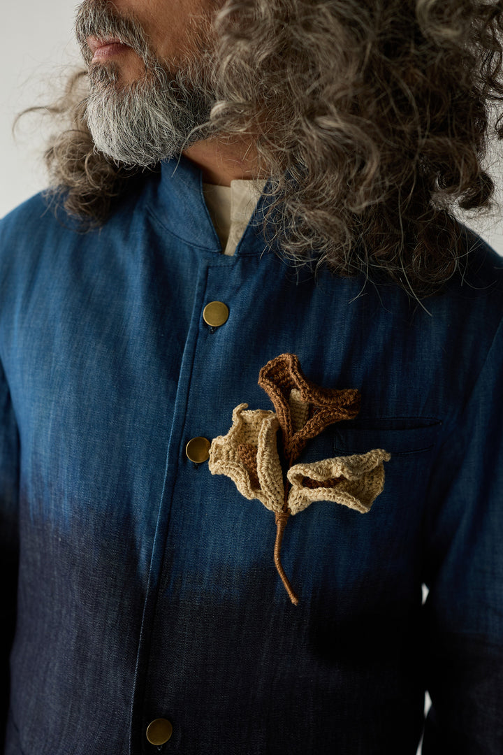 SAHEJ DENIM BANDGALA SET ( SET OF 2)
