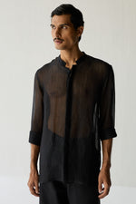 Load image into Gallery viewer, MIRZA SILK SHIRT- BLACK
