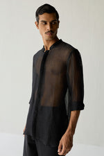 Load image into Gallery viewer, MIRZA SILK SHIRT- BLACK
