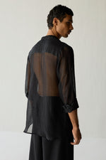 Load image into Gallery viewer, MIRZA SILK SHIRT- BLACK
