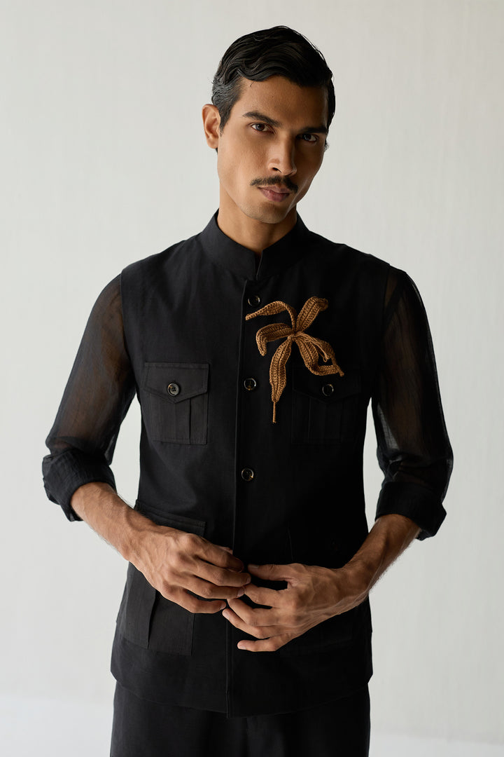 LINEN HUNTER JACKET SET-BLACK ( SET OF 2)
