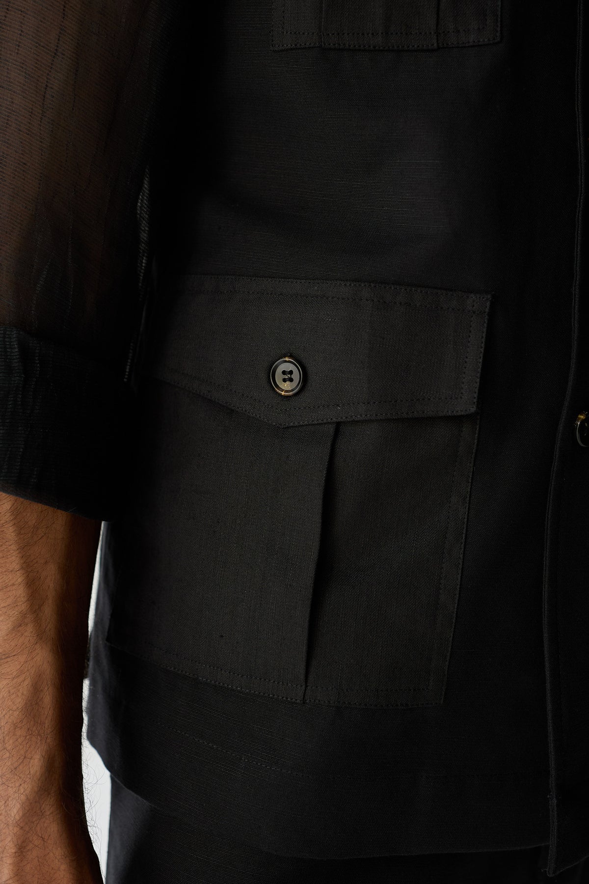 LINEN HUNTER JACKET SET-BLACK ( Set Of 2)