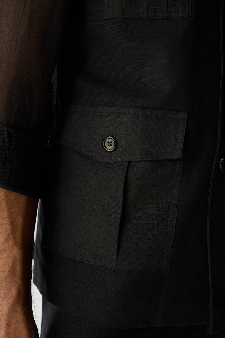 LINEN HUNTER JACKET SET-BLACK ( SET OF 2)