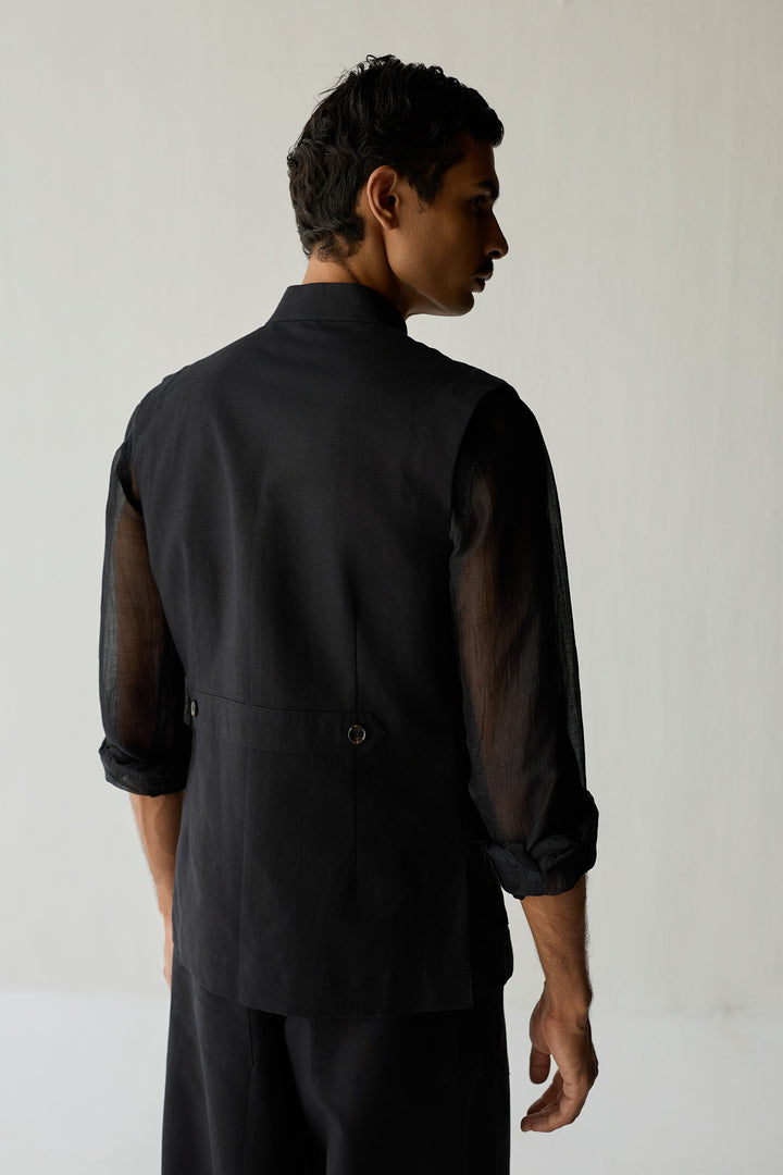 LINEN HUNTER JACKET SET-BLACK ( SET OF 2)