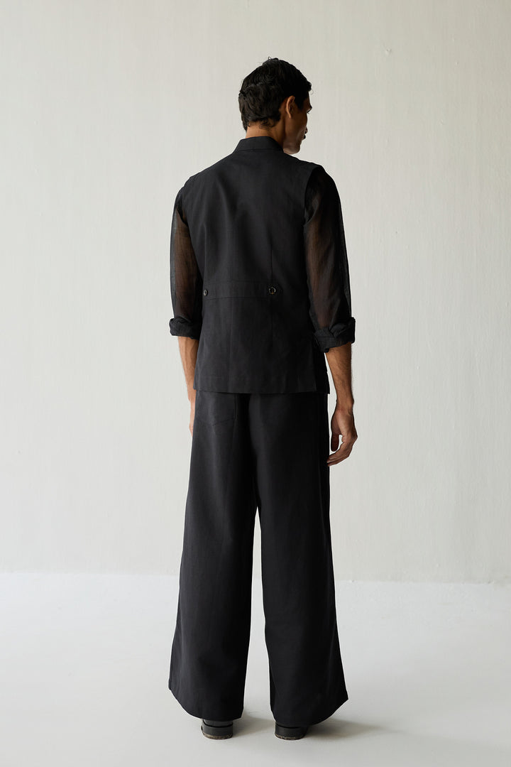 LINEN HUNTER JACKET SET-BLACK ( SET OF 2)