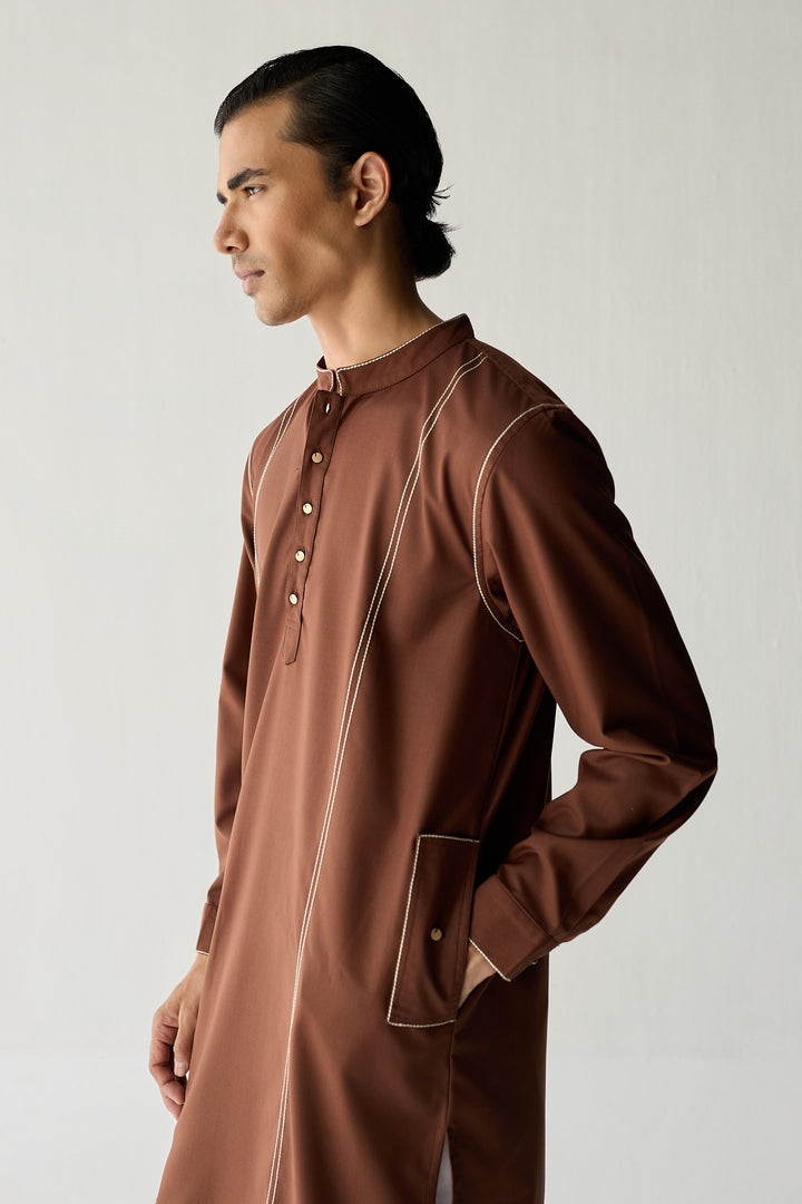 TAILORED KURTA SET- TAN