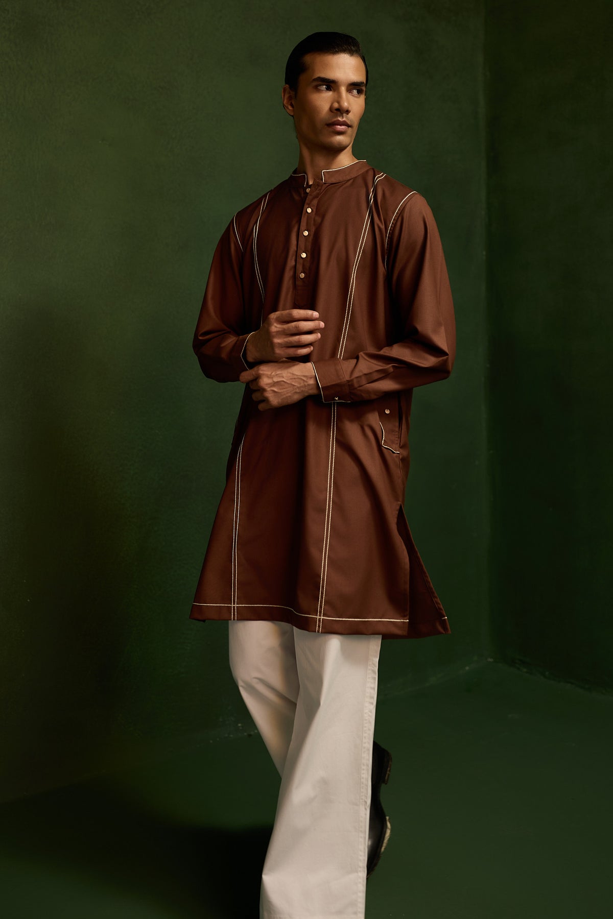 TAILORED KURTA SET- TAN