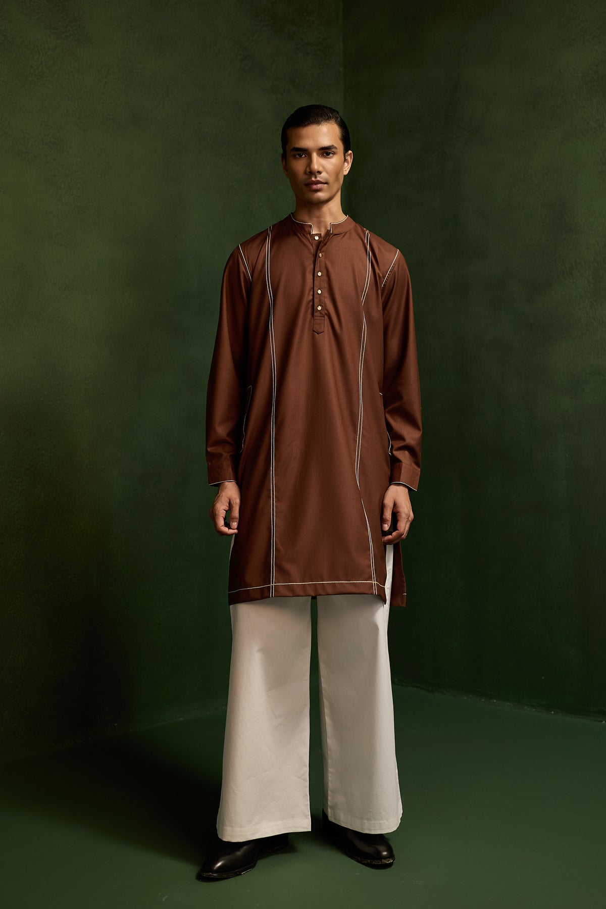 TAILORED KURTA SET- TAN