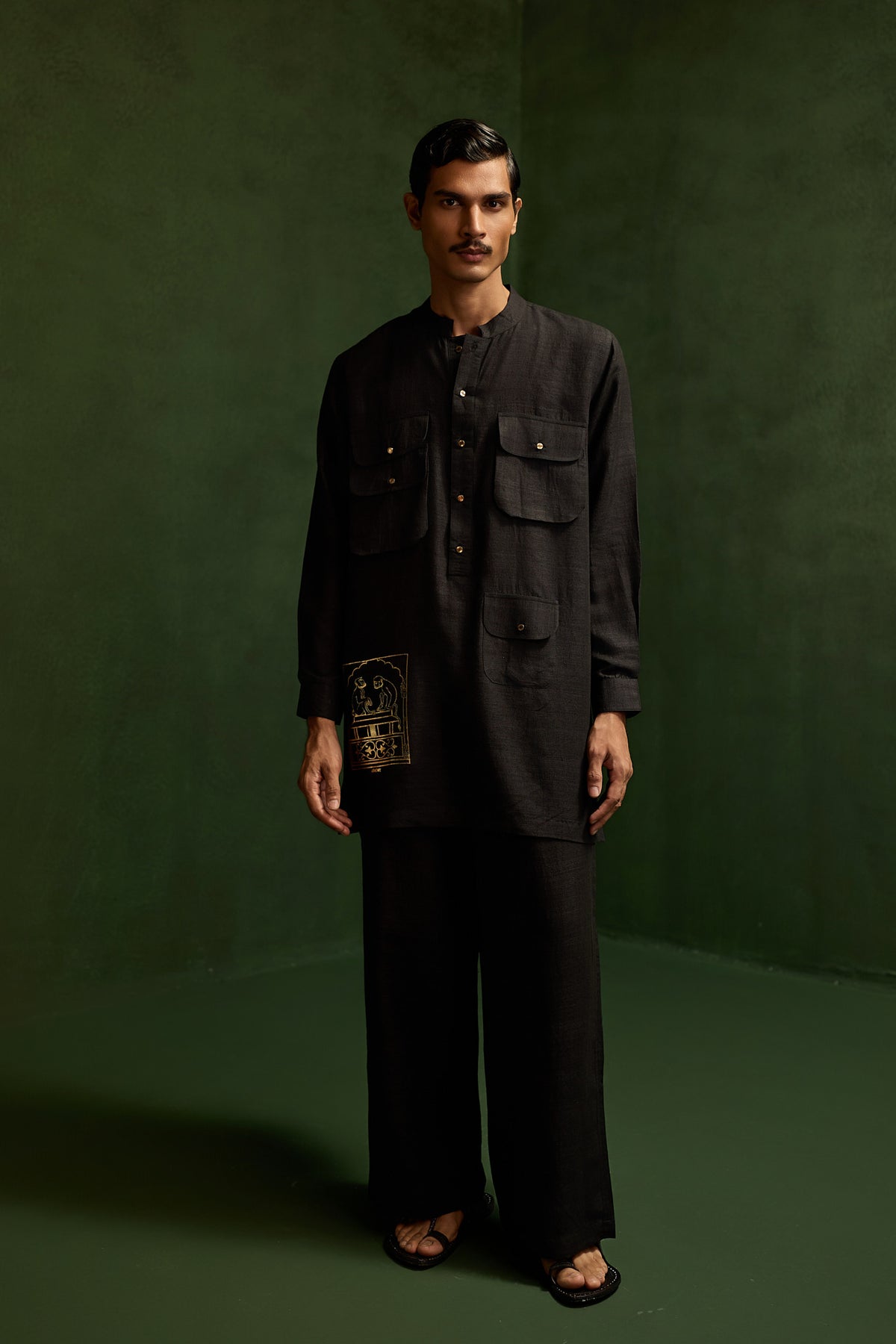 MATKA SILK KURTA SET- BLACK