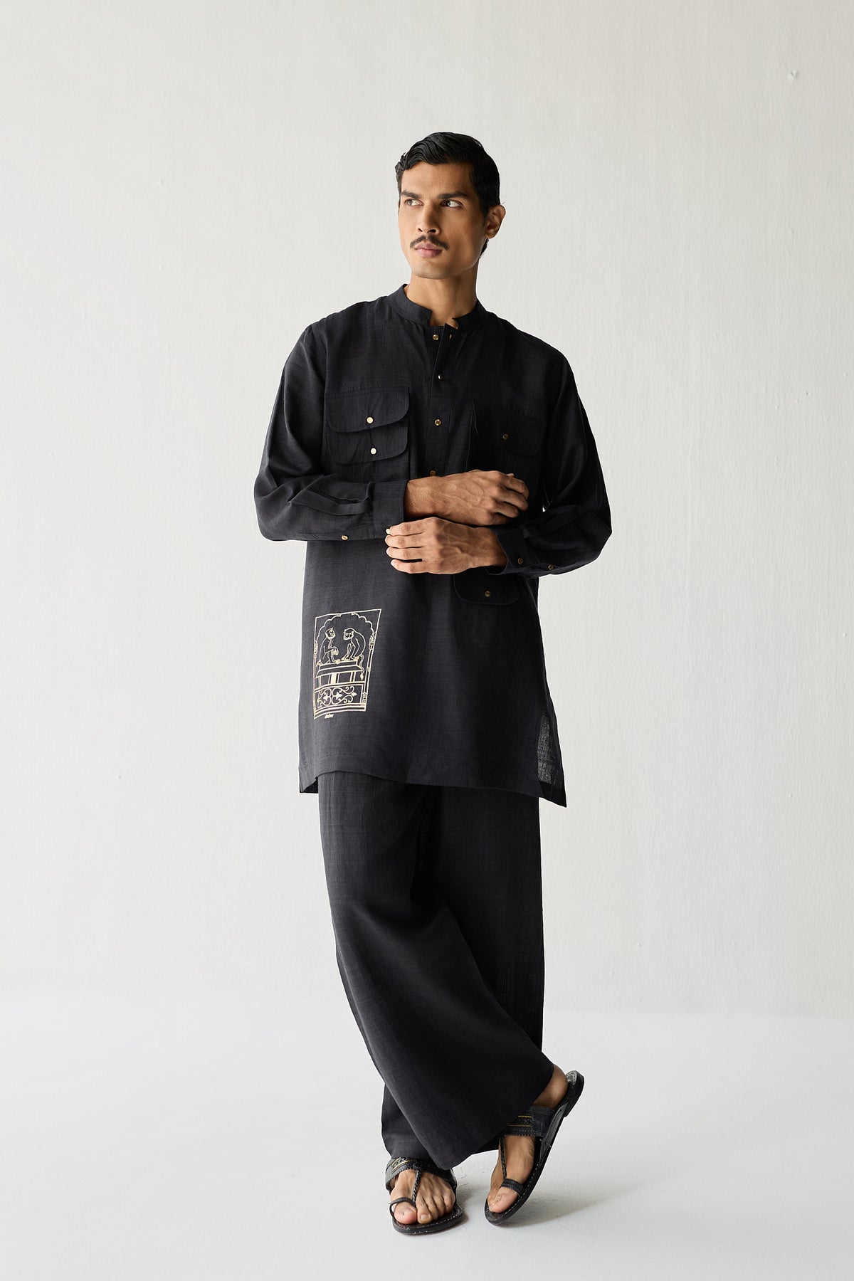 MATKA SILK KURTA SET- BLACK