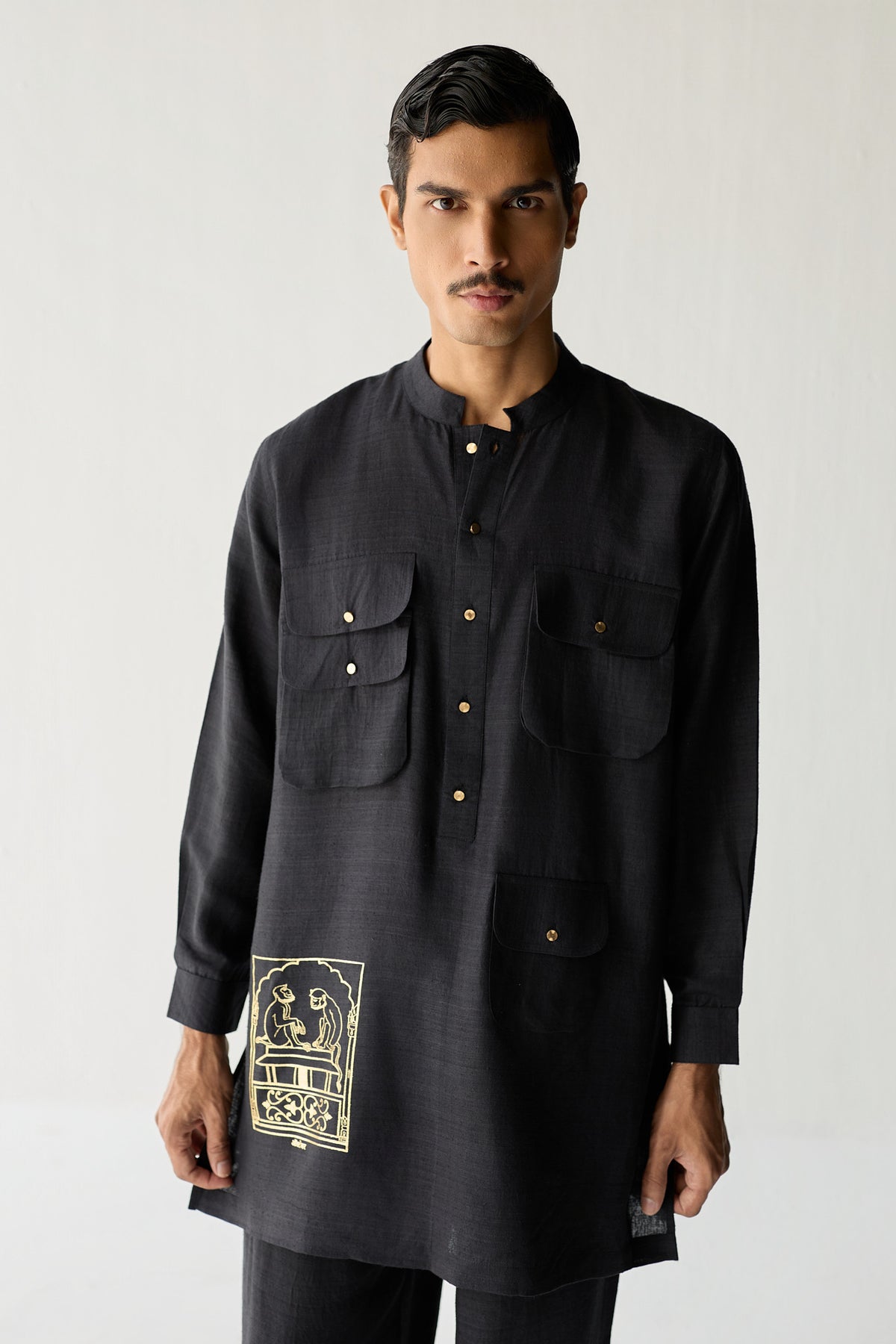 MATKA SILK KURTA SET- BLACK