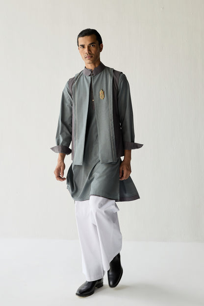 SAMAY DRAPE JACKET SET- GREY ( SET OF 3)