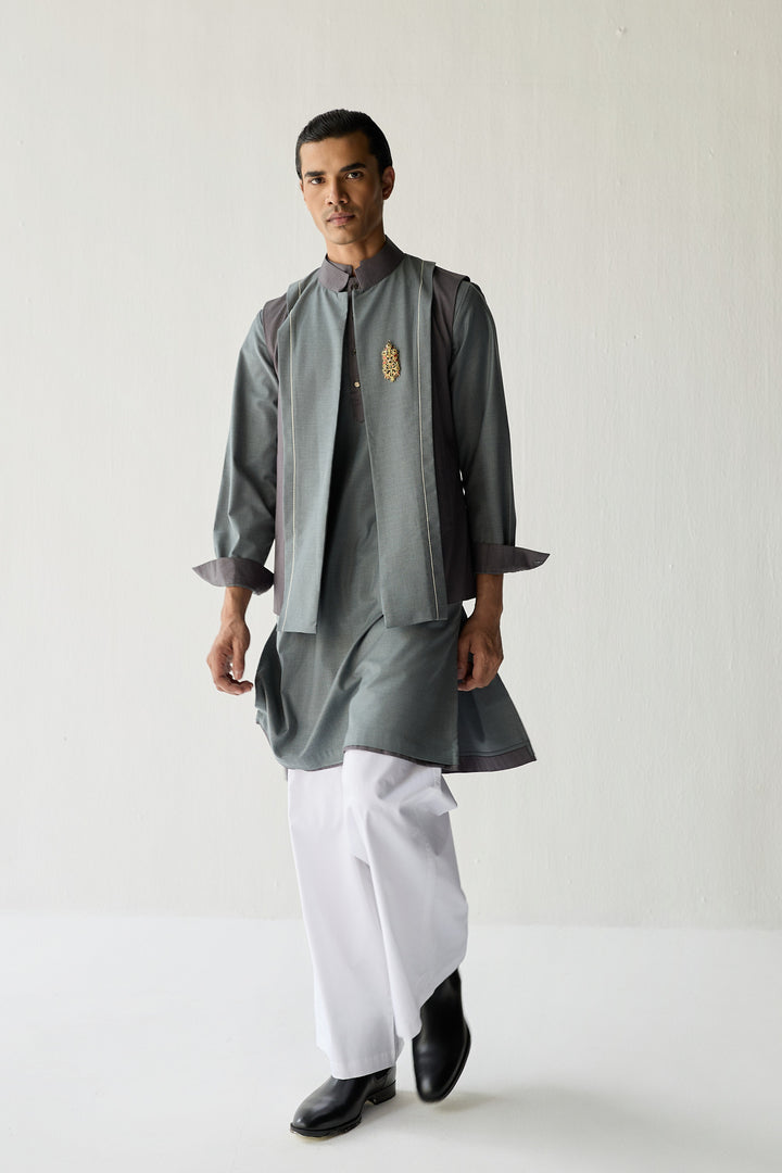 SAMAY DRAPE JACKET SET- GREY ( SET OF 3)