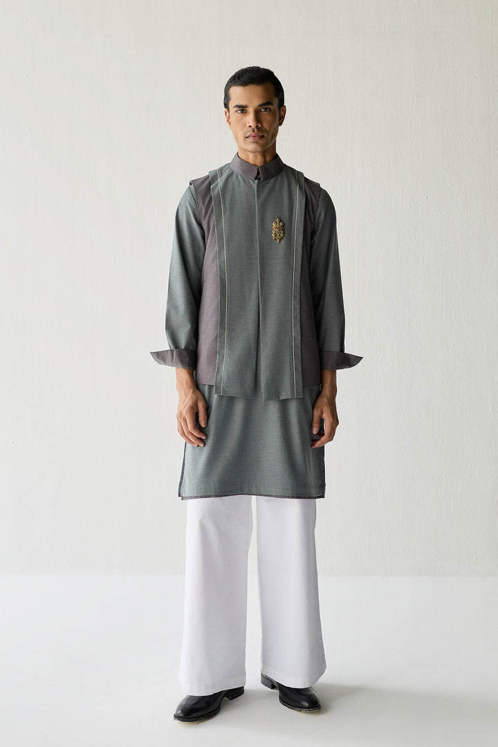 SAMAY DRAPE JACKET SET- GREY ( SET OF 3)