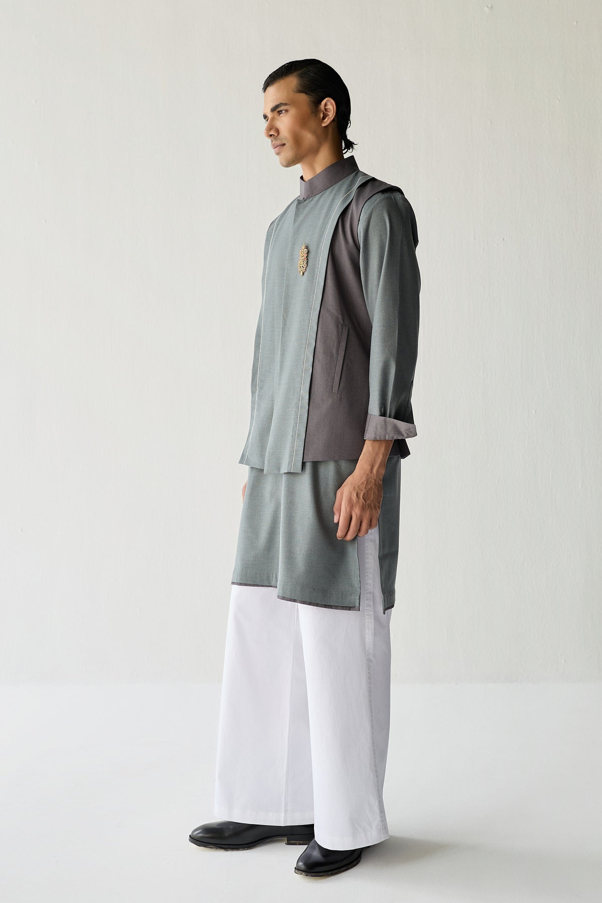 SAMAY DRAPE JACKET SET- GREY ( SET OF 3)