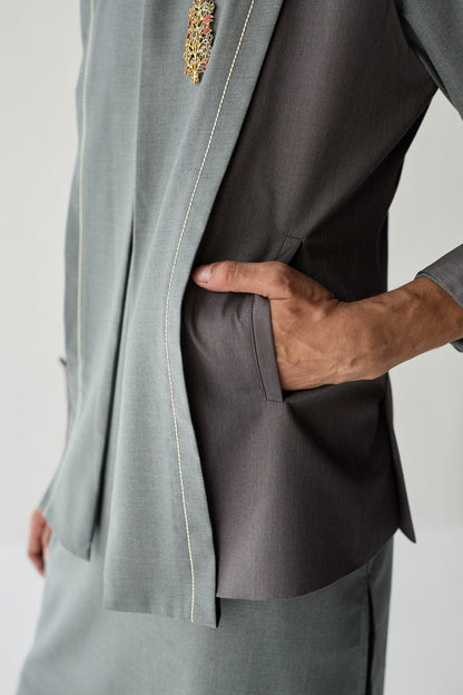 SAMAY DRAPE JACKET SET- GREY ( SET OF 3)