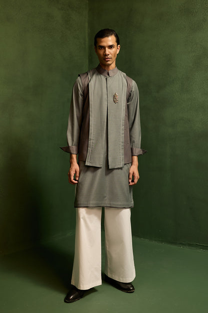 SAMAY DRAPE JACKET SET- GREY ( SET OF 3)