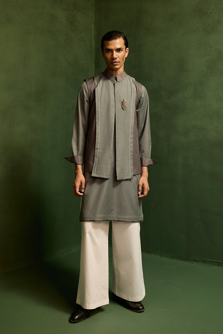 SAMAY DRAPE JACKET SET- GREY ( SET OF 3)