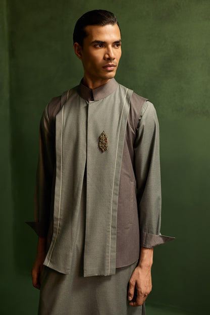 SAMAY DRAPE JACKET SET- GREY ( SET OF 3)