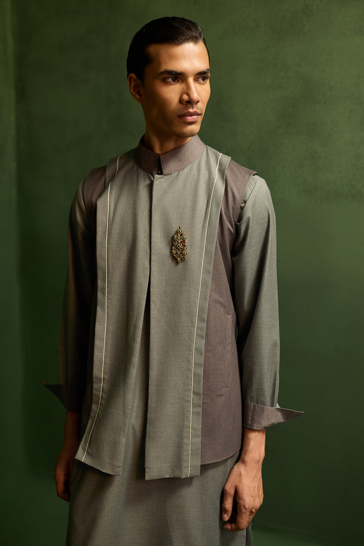 SAMAY DRAPE JACKET SET- GREY ( SET OF 3)