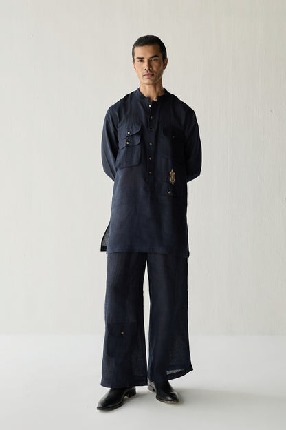 MATKA SILK KURTA SET- BLUE