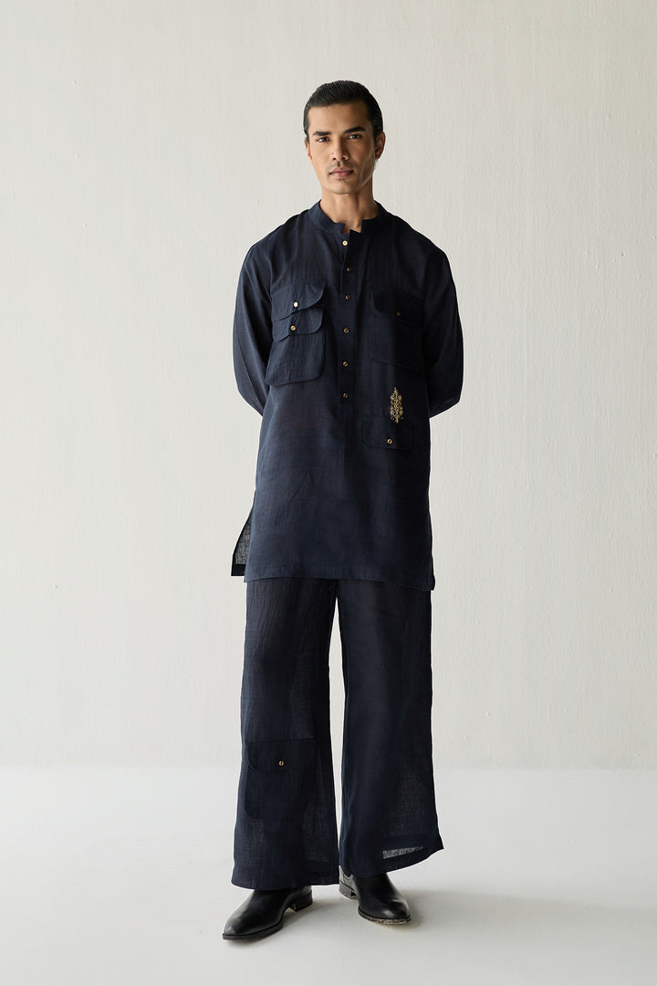 MATKA SILK KURTA SET- BLUE