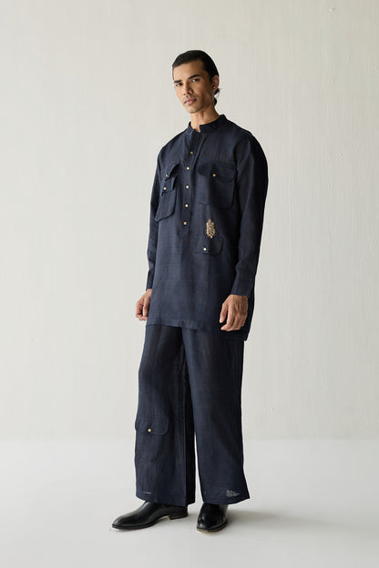 MATKA SILK KURTA SET- BLUE
