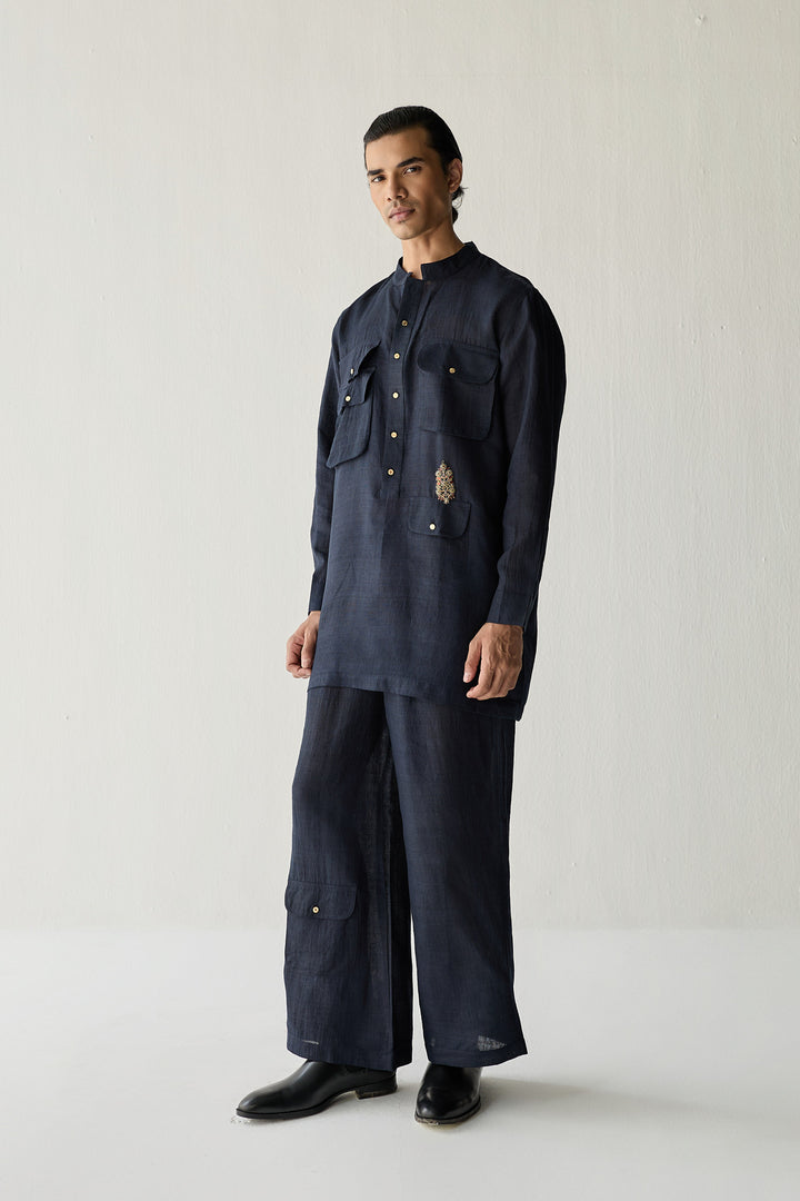 MATKA SILK KURTA SET- BLUE
