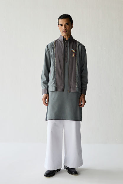 SAMAY EMBROIDERED JACKET SET- GREY ( SET OF 3)