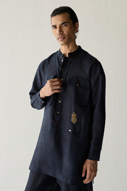 MATKA SILK KURTA SET- BLUE