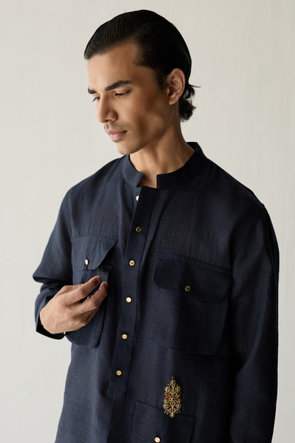 MATKA SILK KURTA SET- BLUE