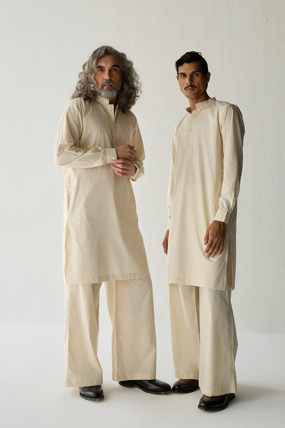 MOHAIR LINEN NEHRU JACKET SET- ECRU ( SET OF 3)