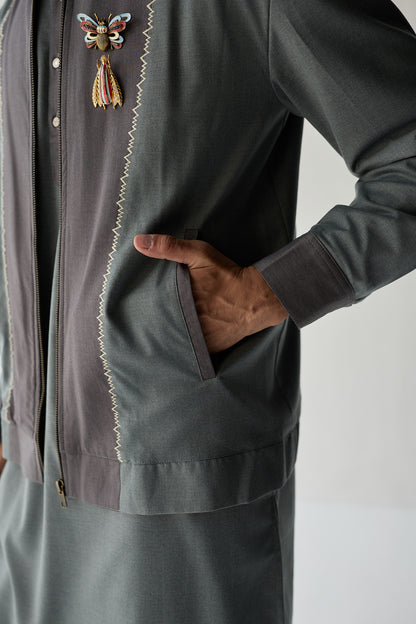 SAMAY EMBROIDERED JACKET SET- GREY ( SET OF 3)