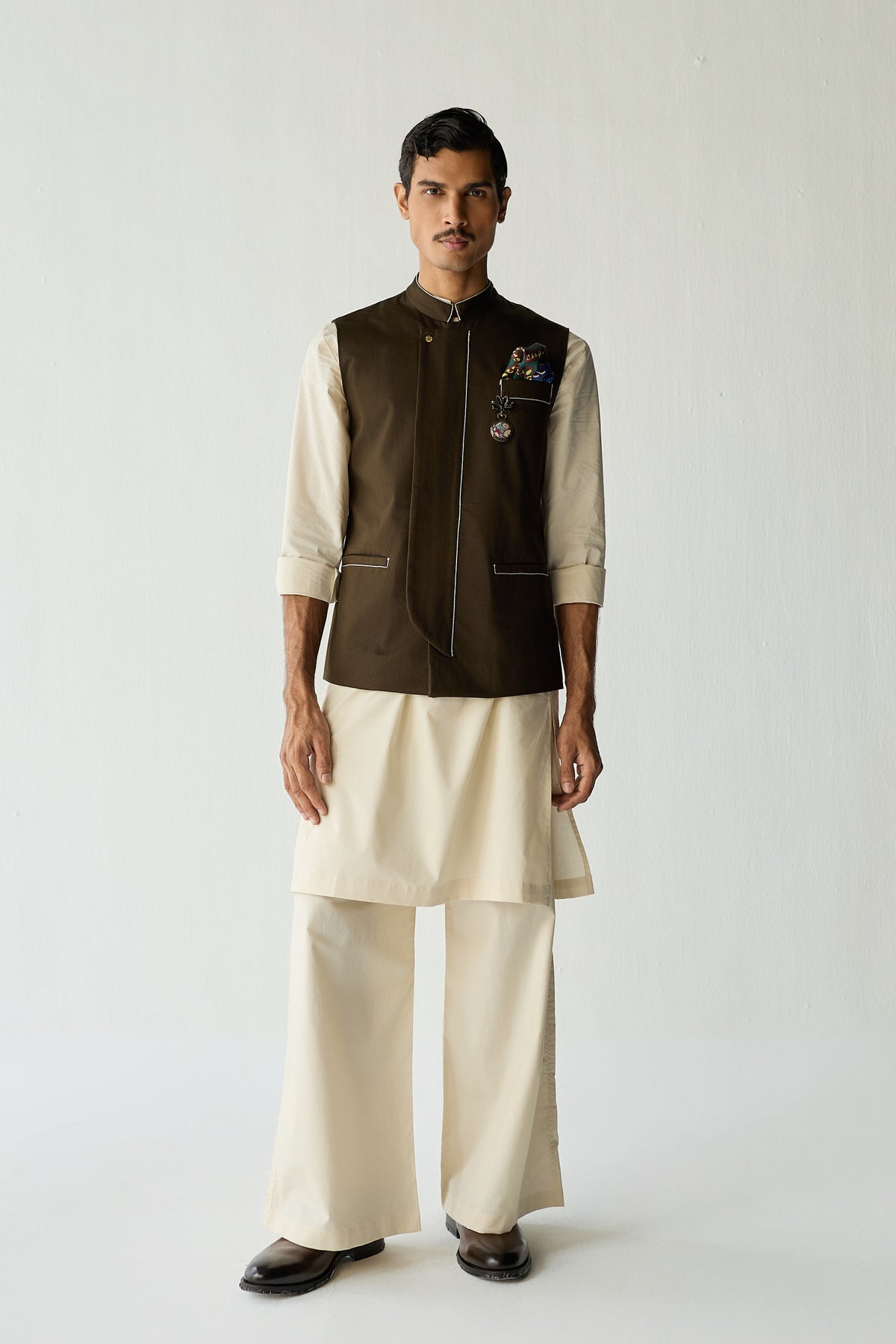 PACHO NEHRU JACKET SET- GREEN ( SET OF 3)