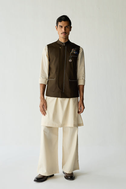 PACHO NEHRU JACKET SET- GREEN ( SET OF 3)