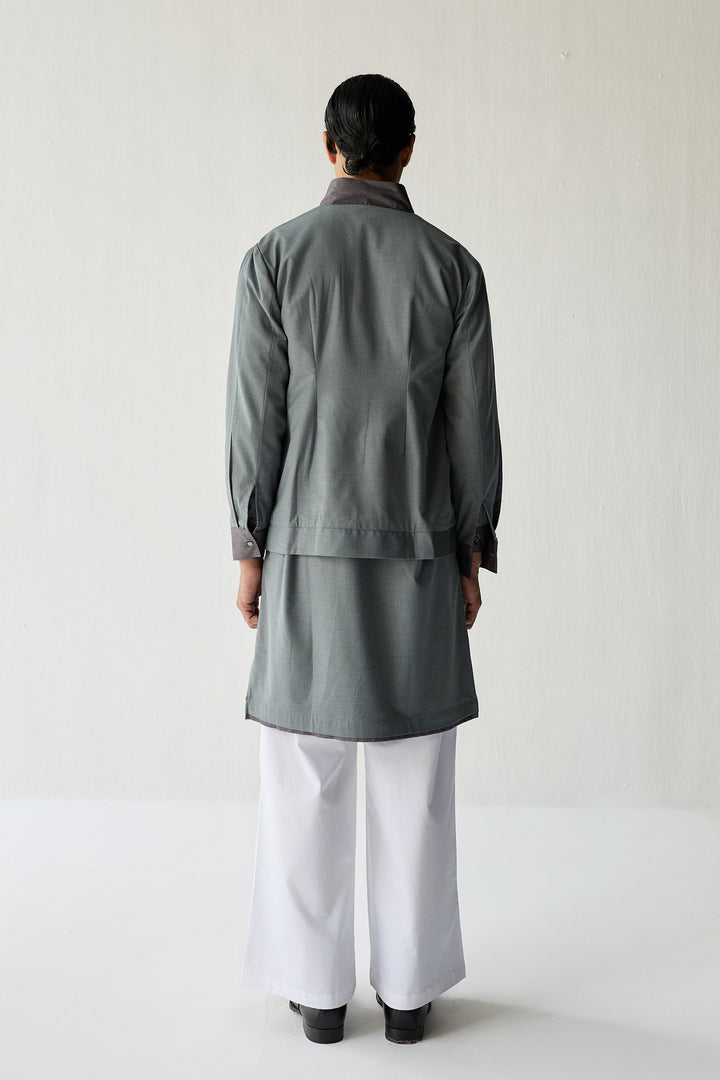 SAMAY EMBROIDERED JACKET SET- GREY ( SET OF 3)