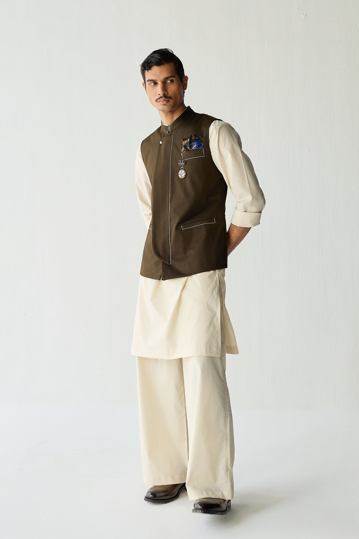 PACHO NEHRU JACKET SET- GREEN ( SET OF 3)