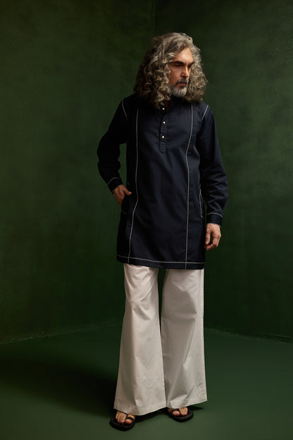 TAILORED KURTA SET- NAVY