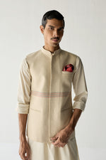 Load image into Gallery viewer, MOHAIR LINEN NEHRU JACKET SET- ECRU ( SET OF 3)
