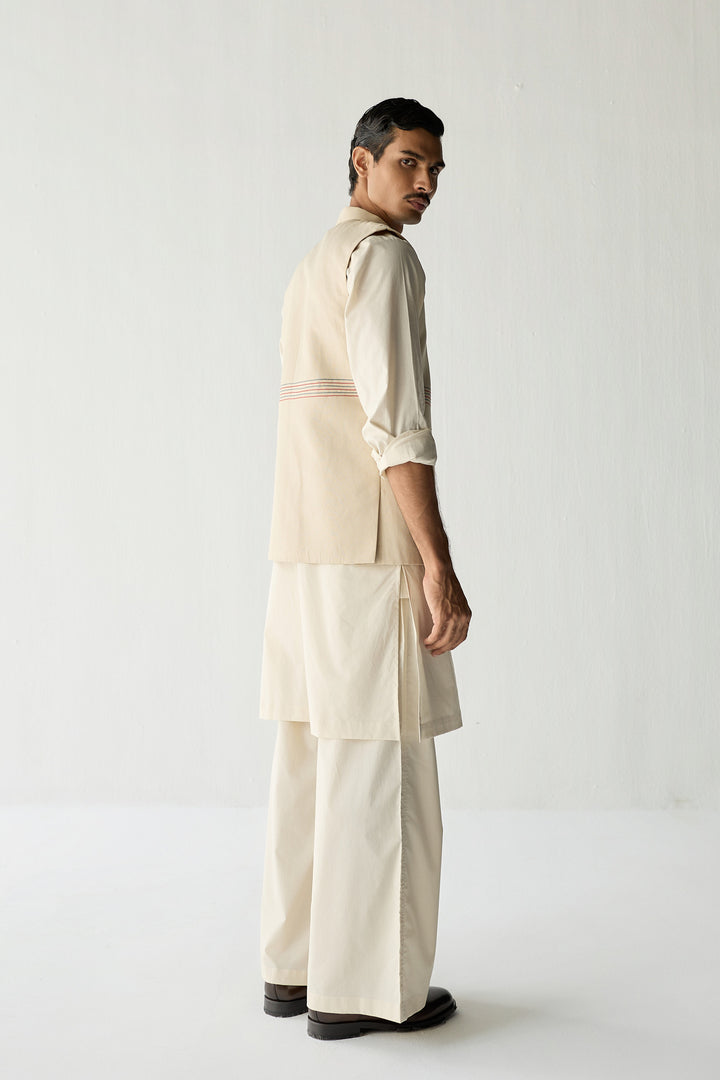 MOHAIR LINEN NEHRU JACKET SET- ECRU ( SET OF 3)