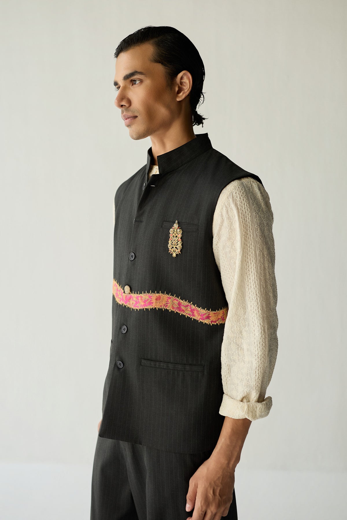 JAWAR PINSTRIPE SET-BROCADE ( Set Of 2)