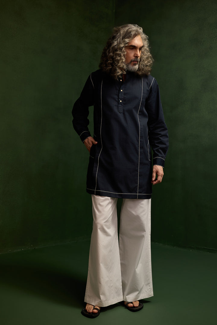 TAILORED KURTA SET- NAVY
