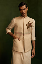 Load image into Gallery viewer, MOHAIR LINEN NEHRU JACKET SET- ECRU ( SET OF 3)
