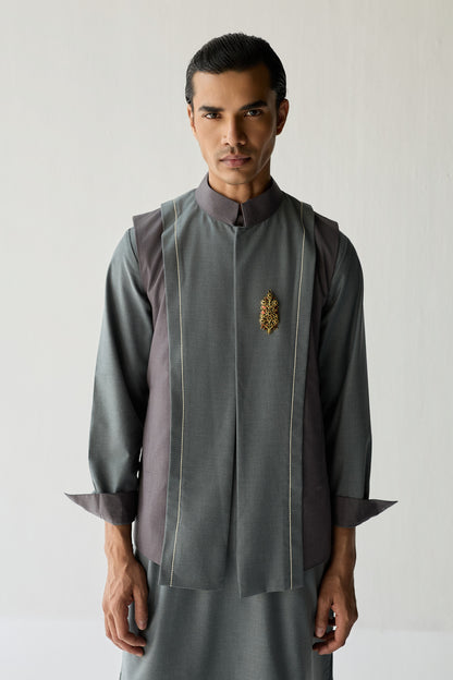 SAMAY DRAPE JACKET SET- GREY ( SET OF 3)