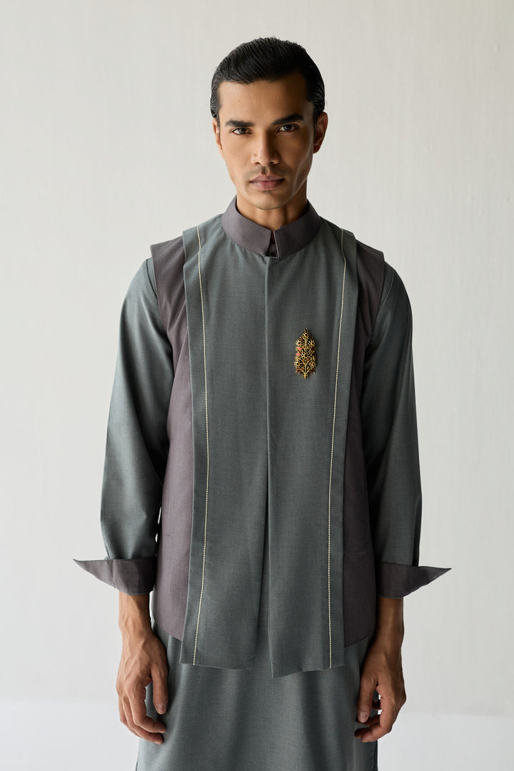 SAMAY DRAPE JACKET SET- GREY ( SET OF 3)