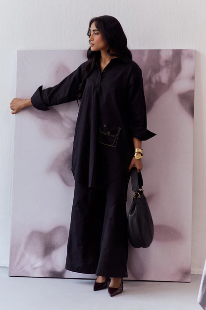 DOODLE KURTA SET-BLACK