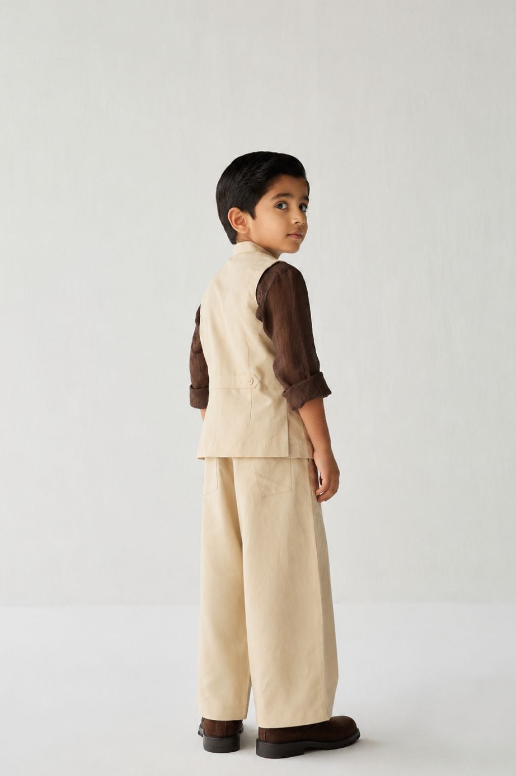 kids nehru jacket linen set for festive wear