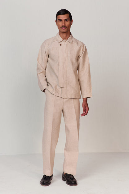  tailored linen mens shacket set